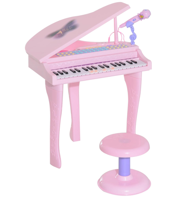 HOMCOM Pianoforte Giocattolo per Bambini con Microfono