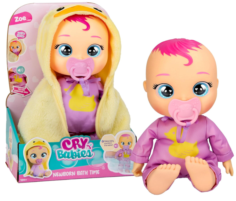 CRY BABIES Newborn Bath Time Zoe Reagisce Quando Si Bagna, Impermeabile, Piange Lacrime Vere