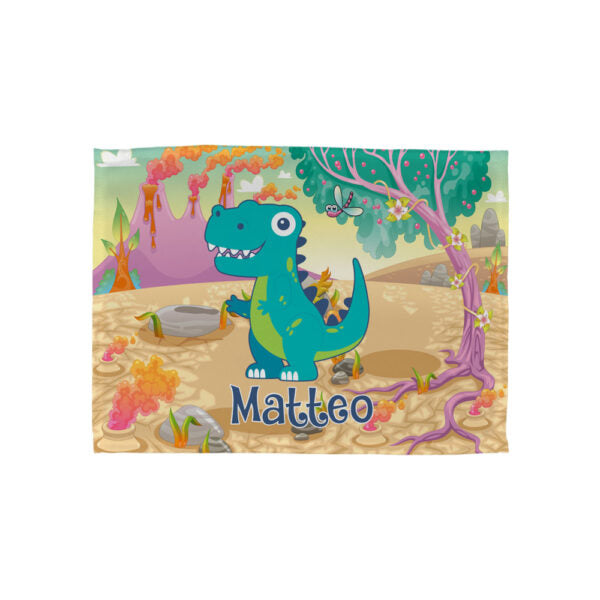 Tovaglietta in poliestere 30×40 cm personalizzata con nome dinosauro