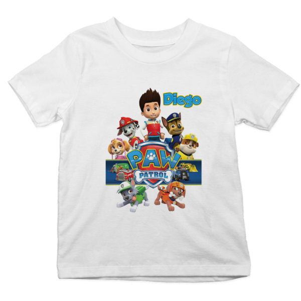 T shirt bambino personalizzata con nome personaggi paw patrol